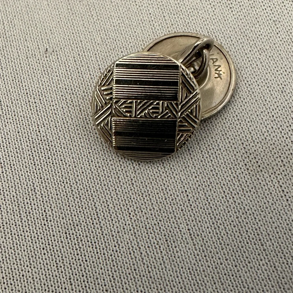 Vintage Swank Art Deco button style cuff links silver tone
